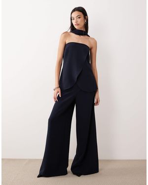 ASOS Tailored High Waist Corset Detail Palazzo Pants Co-Ord - Blue