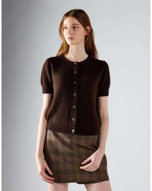 Glamorous Short-Sleeve Knit Cardigan - Black