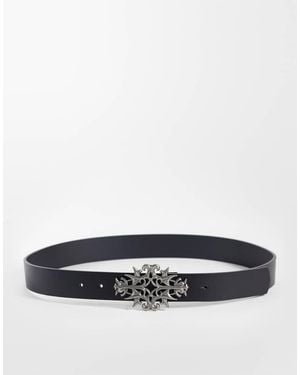 ASOS Ornate Cut Out Buckle Faux Leather Belt - White