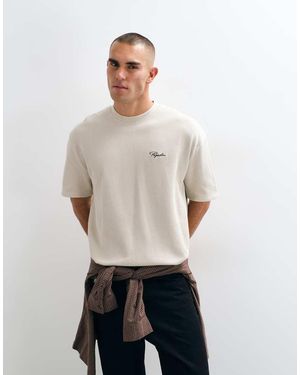 PEGADOR T-Shirt Oversize A Coste Con Logo E Maniche Corte - Neutro