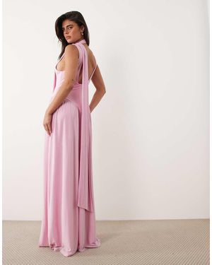 ASOS Slinky Maxi Dress With Scarf Detail - Pink