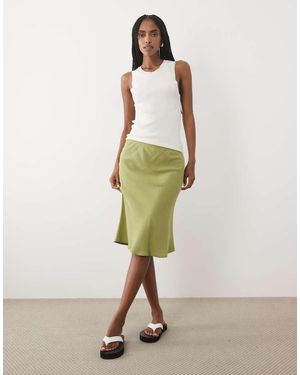 ASOS Schuingesneden Satijnen Rok - Groen
