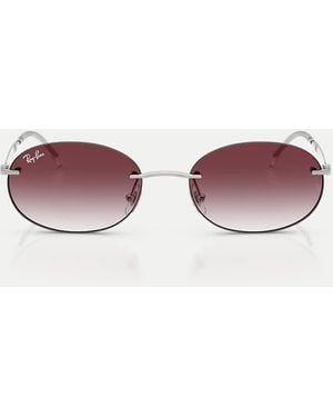 Ray-Ban Gafas De Sol Plateadas Ovaladas Con Lentes Violetas De - Metálico