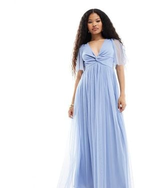 Anaya Petite Twist Tulle Maxi Dress - Blue