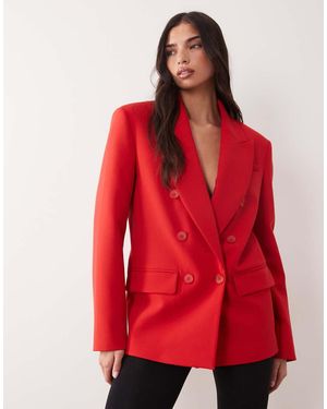 ASOS Power Shoulder Double Breasted Blazer - Red