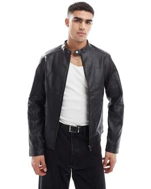 Jack & Jones Faux Leather Racer Jacket - Blue