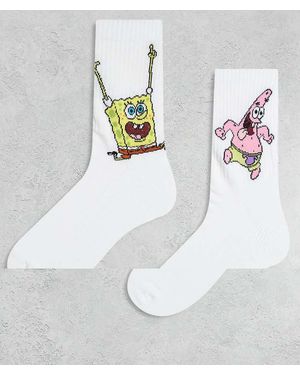 ASOS Set Van 2 Paar Sokken Met Spongebob En Patrick-Print - Wit