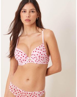 New Look Bh Met Geflockte Hartjes En Halve Vullingen - Roze