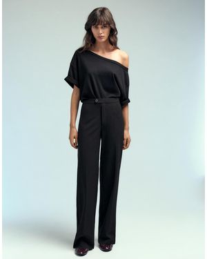 Pull&Bear Petite pantalon habillé taille haute - Bleu