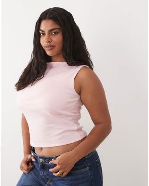Brave Soul Brave Soul Curve High Neck Tank Top - Pink