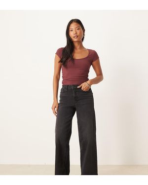 JDY Petite Vaqueros Negros De Pernera Ancha Y Talle Alto Felina De - Azul