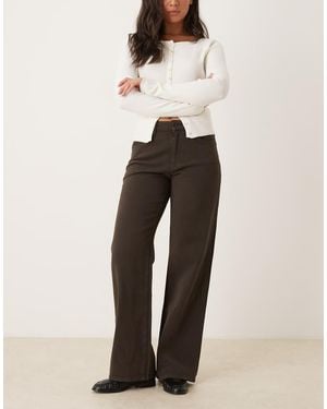 Gina Tricot Low Waist Wide Leg Denim Jeans - Natural