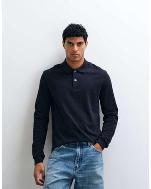 ARKET Pure Cotton Long Sleeve Polo Shirt - Blue