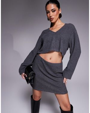 ASOS – langärmliges, angerautes oberteil - Grau