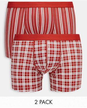 ASOS 2 Pack Jersey Trunks - Red