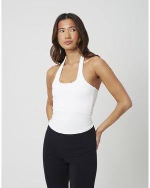 Brave Soul Jersey Halter Neck Top - White