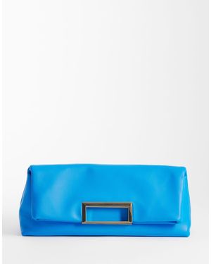 ASOS Oversized Metal Handle Clutch - Blue