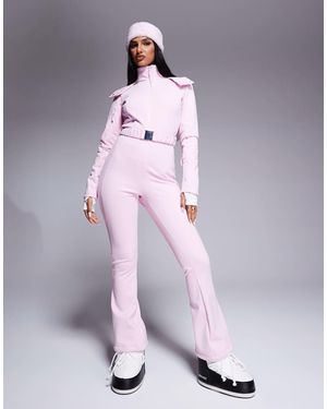 ASOS 4505 Ski & Snow 4505 Ski Belted Ski Suit With Slim Kick Leg And Faux Fur Hood - Purple