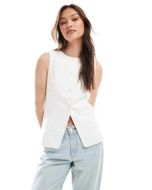 Cotton On Sienna Linen Cotton Vest - White