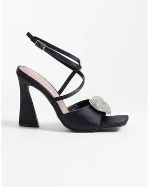 River Island Heat Seal Heart Detailed Heels - Metallic