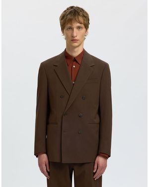 SELECTED Double-Breasted Blazer - Brown
