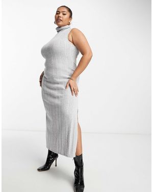 ASOS Asos Design Curve Roll Neck Sleeveless Midi Dress - White