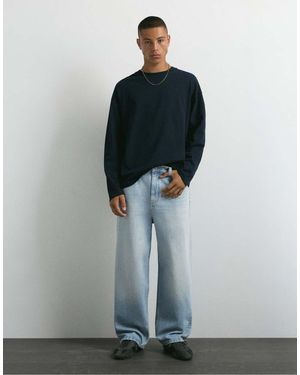 Pull&Bear Ruimvallende Baggy Jeans - Blauw