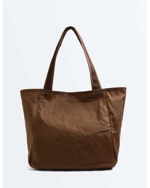 Oysho Waxed Shopper Bag - Brown