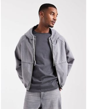 ASOS Co-ord Hooded Denim Jacket - Gray