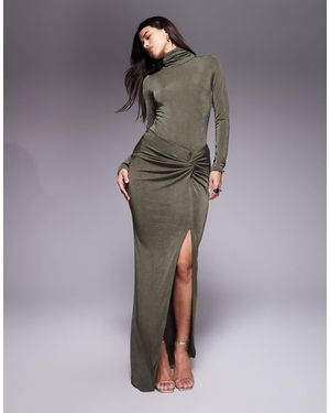 Ruched & Ready – you could never – figurbetonter, fließender maxirock - Grau
