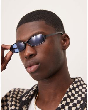 ASOS – rechteckige sonnenbrille mit em gestell und blauen gläsern - Braun