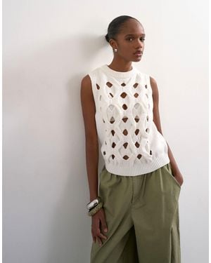 TOPSHOP Knitted 3d Tank - Natural