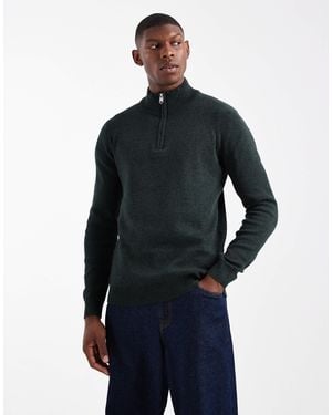 Threadbare Pull en maille à col zippé - noir/kaki - Bleu