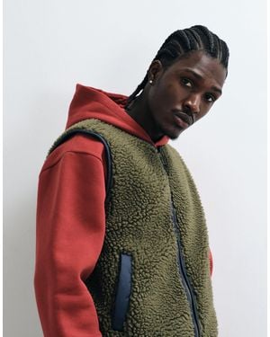 Levi's Gilet zippé borg seacliff kaki - Rouge