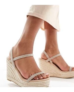 Glamorous Espadrille Wedge Heeled Sandals - Metallic