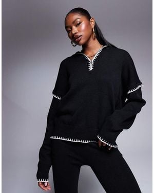 Kaiia Maglione Oversize Con Cuciture A Contrasto E Chiusura Con Zip - Blu