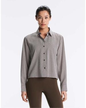 Oysho Short Gingham Lyocell Blend Shirt - Grey