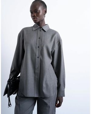 TOPSHOP Oversized Asymmetric Tailored Shirt - Gray