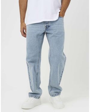 Brave Soul Loose Fit Acid Wash Denim Jeans - Blue