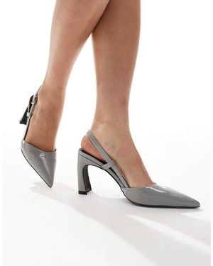 Raid Verena Slingback Heeled Shoes With Curved Heels - White