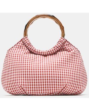 Pull&Bear Gingham Print Handbag - Pink