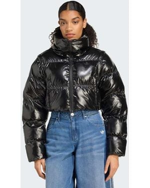 adidas Originals Essentials Glossy 2-In-1 Cropped Puffer - Black