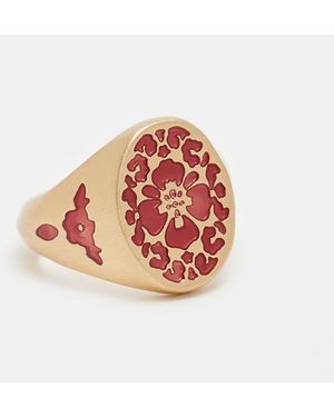 ASOS Anillo Con Diseño Grabado Esmaltado De Flor De Hibisco De - Rosa