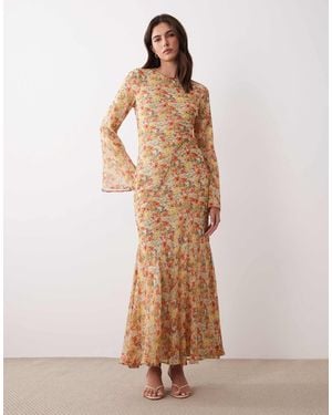 ASOS Flare Sleeve Maxi Dress - Natural