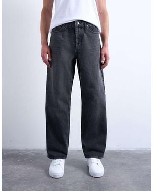 TOPMAN Vaqueros Negro Lavado Rígidos Holgados De - Azul
