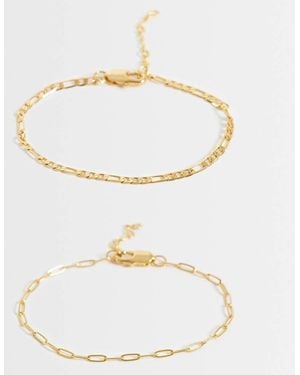 ASOS Asos Design Curve 14k Plated Pack Of 2 Chain Bracelets - White