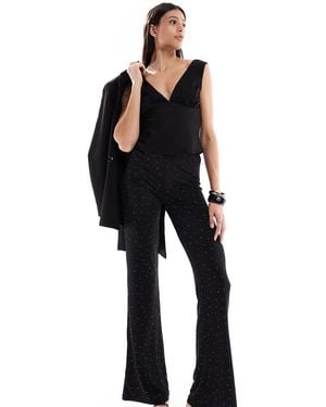 ONLY Rhinestone Flare Trousers - Black