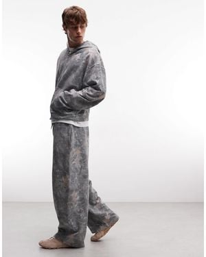 ASOS Oversized Balloon Trackies With Wash Camo - White