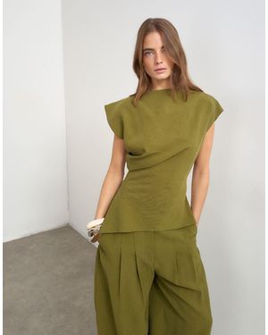 TOPSHOP Co Ord Asymmetric Neckline Top - Green