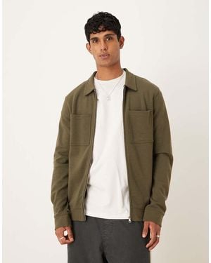 Threadbare Cotton Mix Long Sleeve Overshirt - Natural